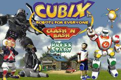 Cubix Robots for Everyone Clash N Bash title screen for GameBoy Advance